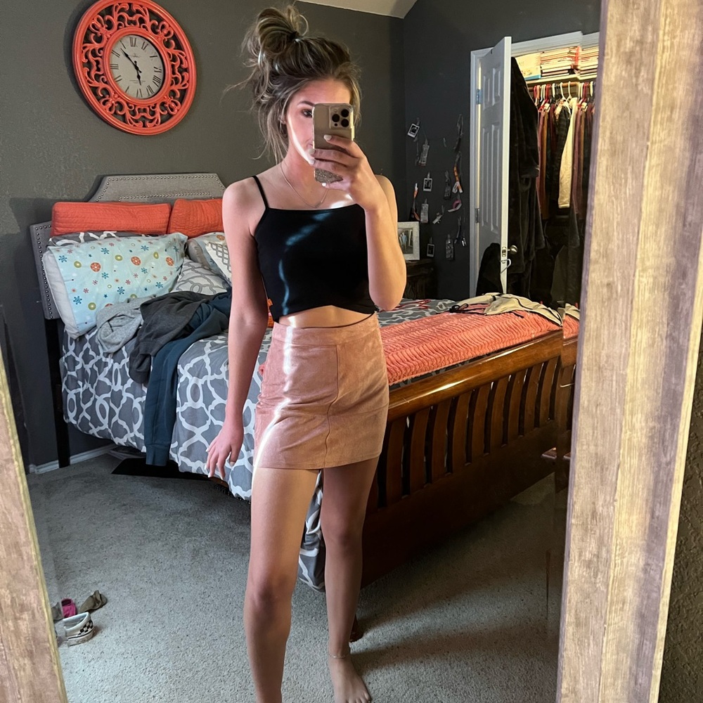 light pink mini skirt